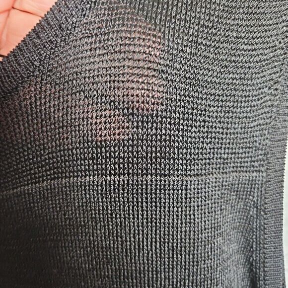 Jacobson's Black Tank Top Lg Mesh Semi Sheer stretch rayon nylon - Picture 5 of 11